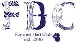 A logo with birds and text 'Feminist Bird Club'